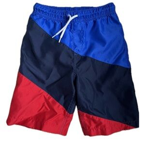 Lands' End BOYS swim trunks. - Blue and Red